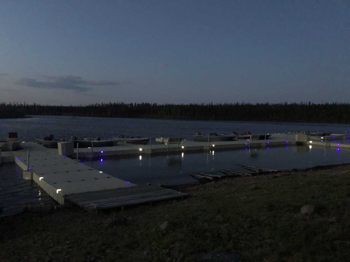 New Dock at Athabasca Fishing Lodges at night